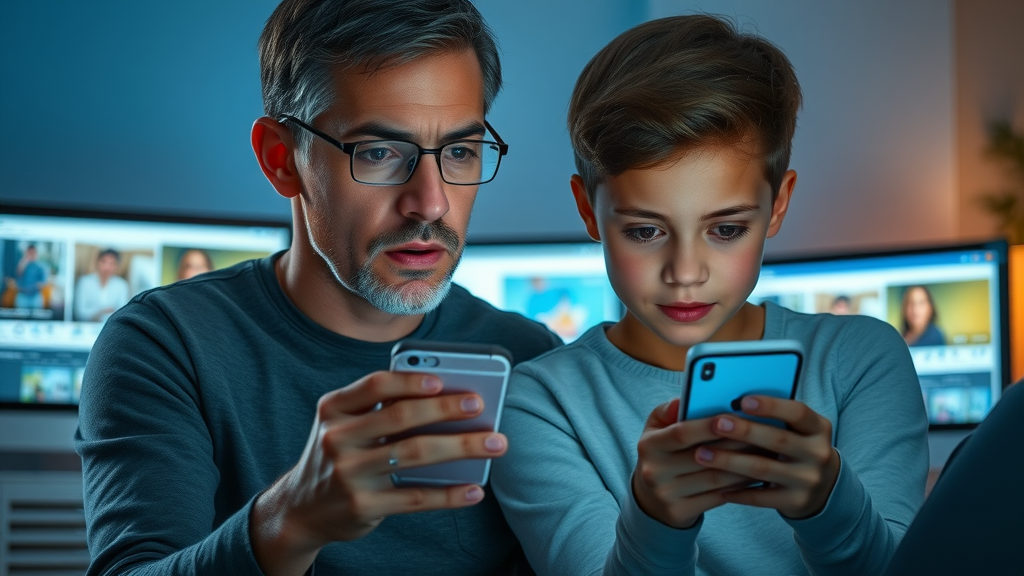 Generative AI in social media - vigilant parent monitoring teen