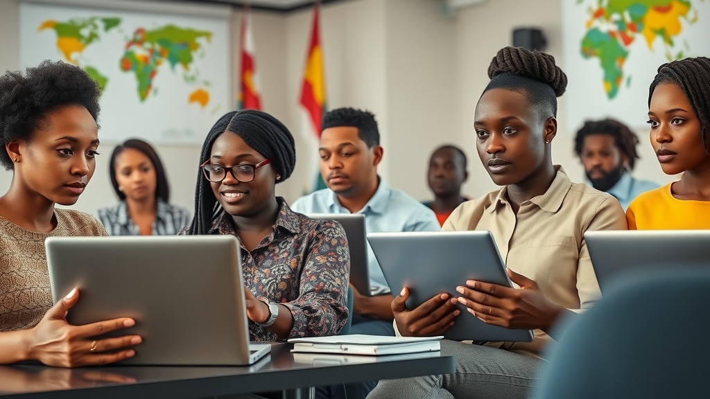 African educators receiving digital curriculum training, promoting effective digital education Africa