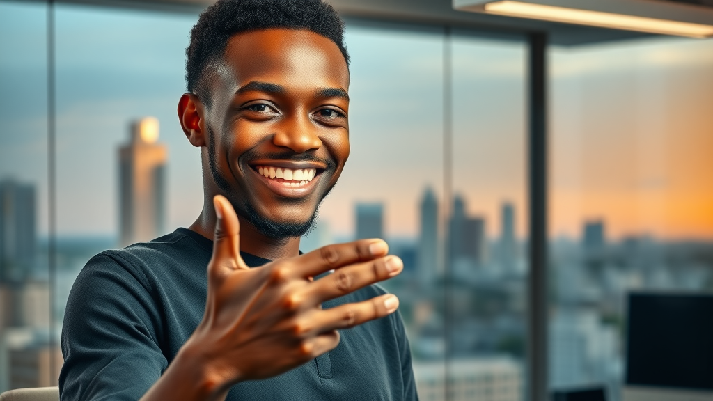 AI benefits for African students, youth presenting tech-driven startup idea, showing entrepreneurship and economic impact