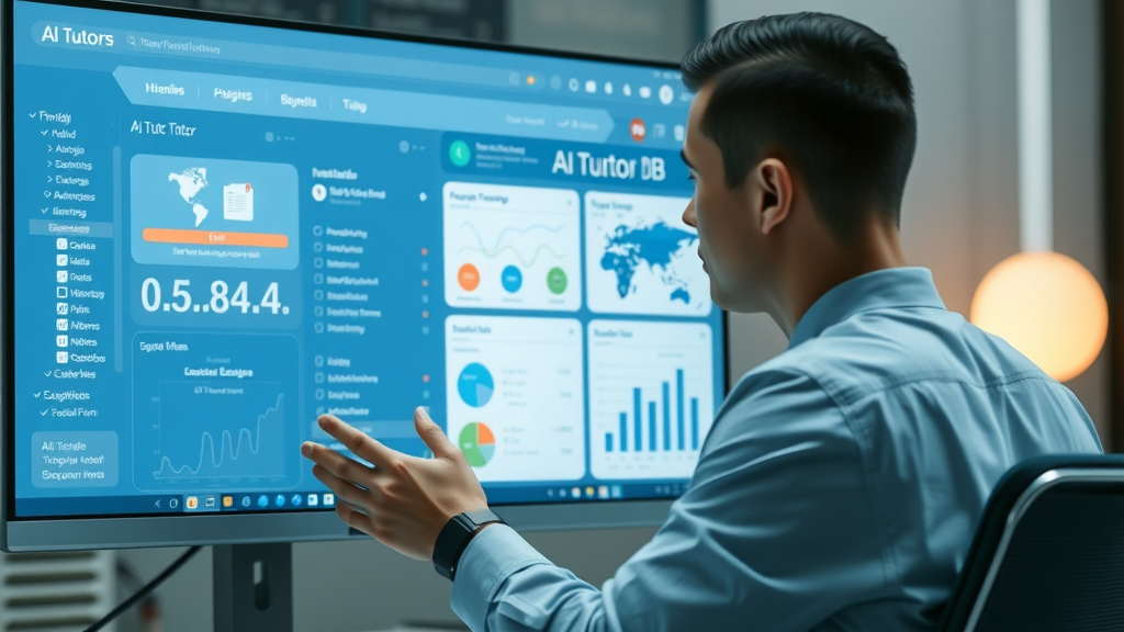 Engaged diverse students using AI-powered learning tools and laptops in a modern, collaborative classroom setting